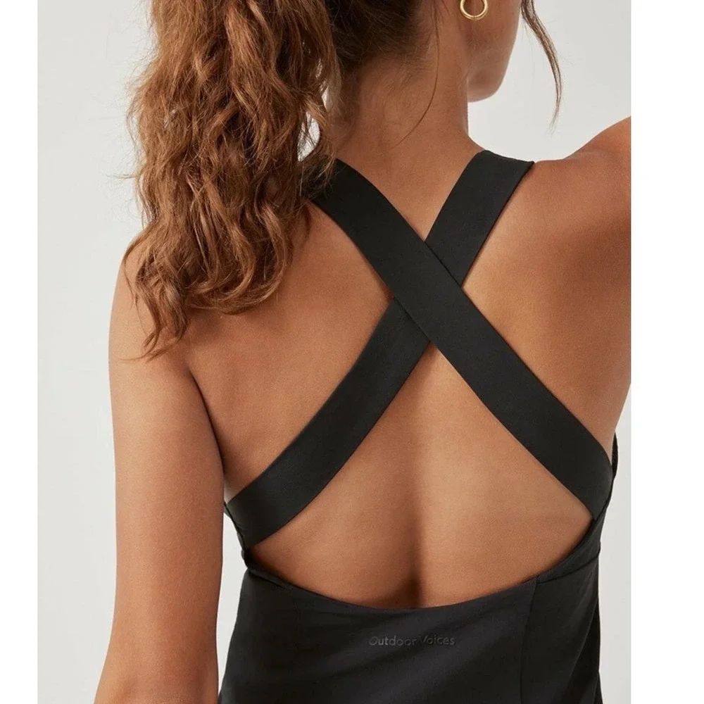 Outdoor Voices Exercise Dress Black Cross Back Mini Athletic Tennis Dress Medium - Picture 2 of 8